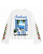 Santorini Bloom Oversized Waffle Tee