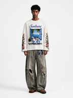 Santorini Bloom Oversized Waffle Tee