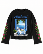 Santorini Bloom Oversized Waffle Tee